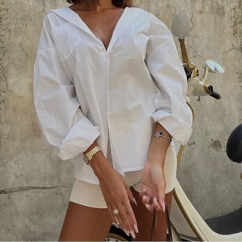 White ribbed biker shorts - Picture 2 of 2